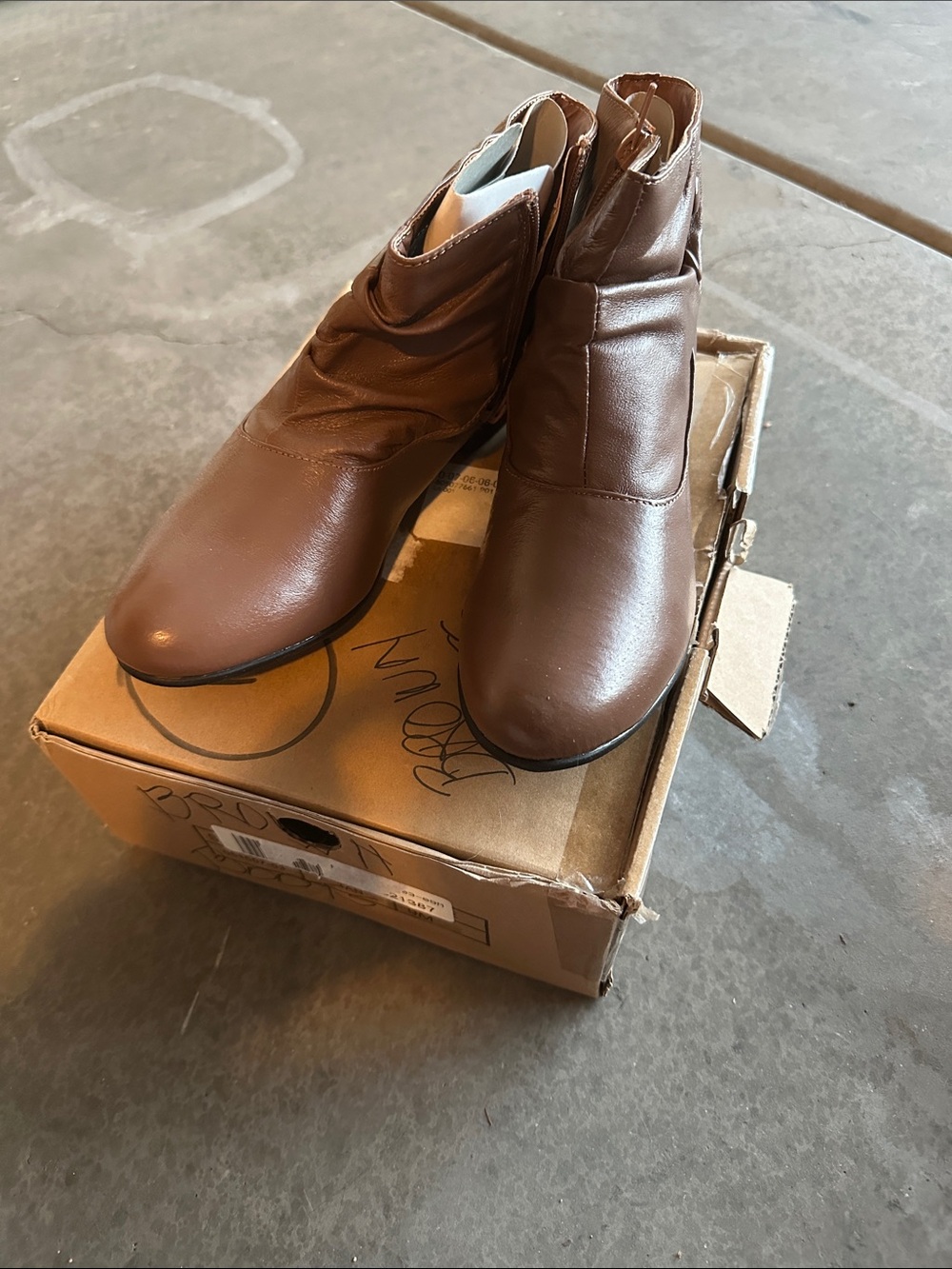 Women's Brown Slip-On Ankle Boots